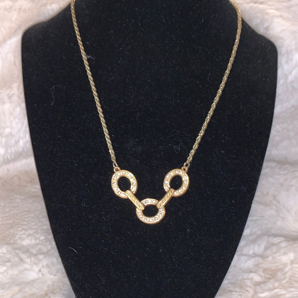 Pave gold 3 ring necklace